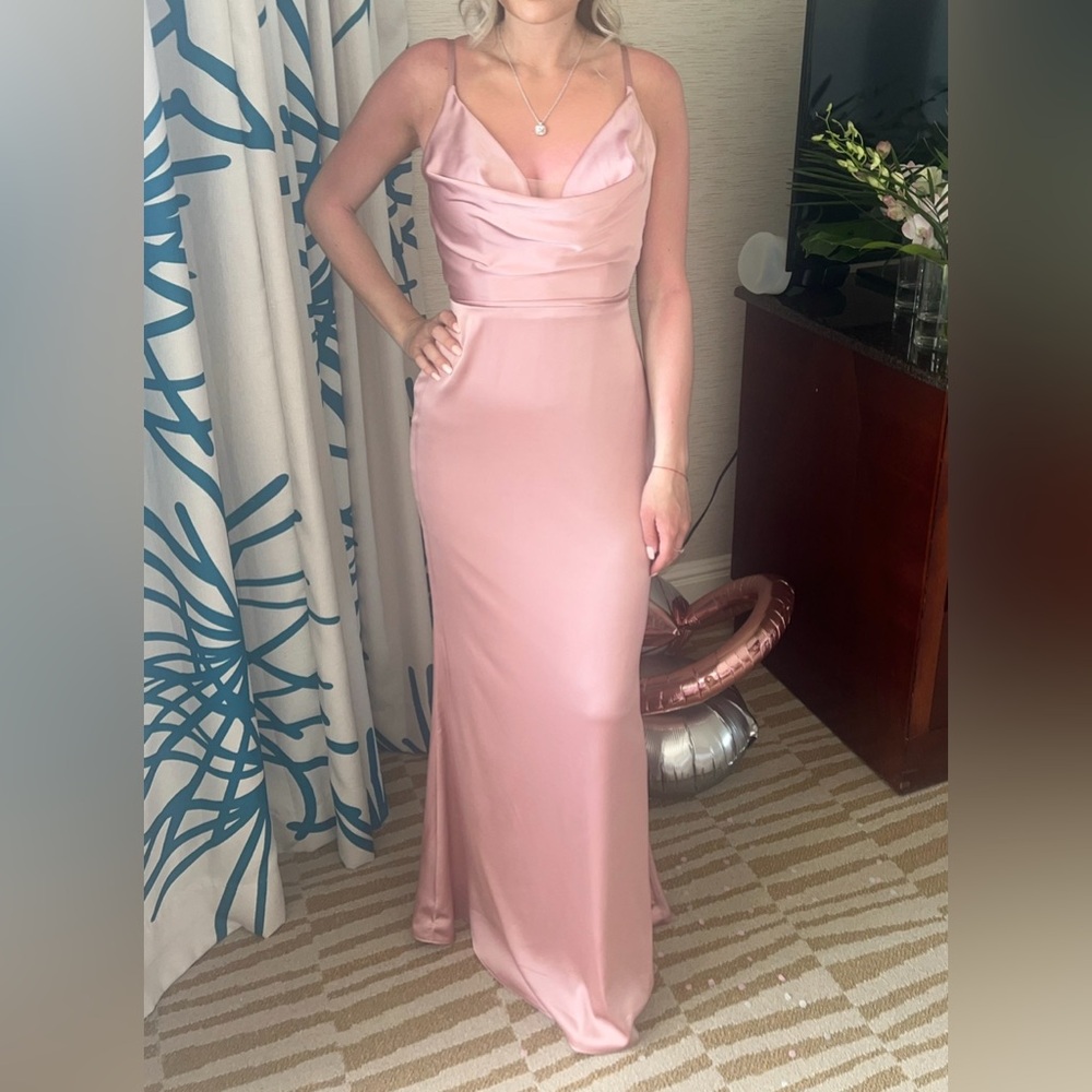 Elegant Pink/Rose Gold Maxi Dress